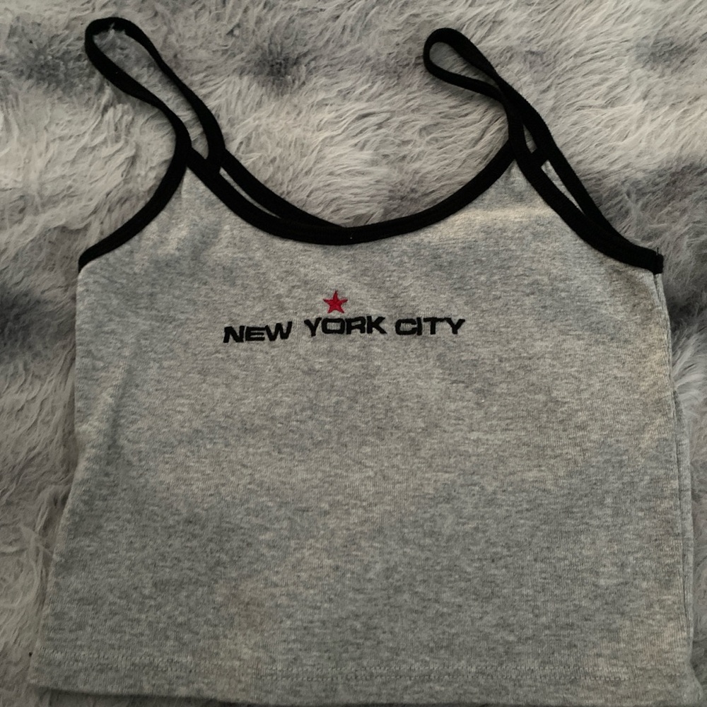 Brandy Melville Gray and Black Fitted Crop Camisole